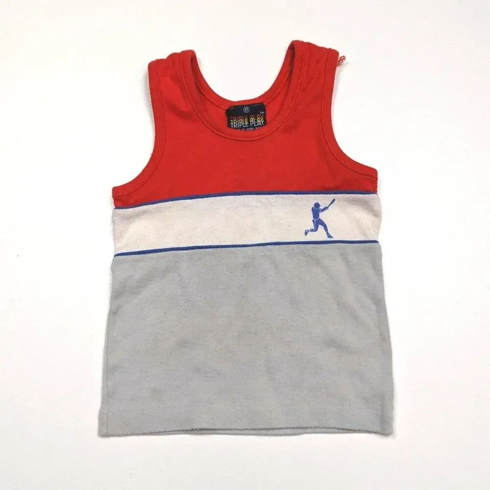 Vintage Triple Play Tank Top Boys Size 2T Baseball